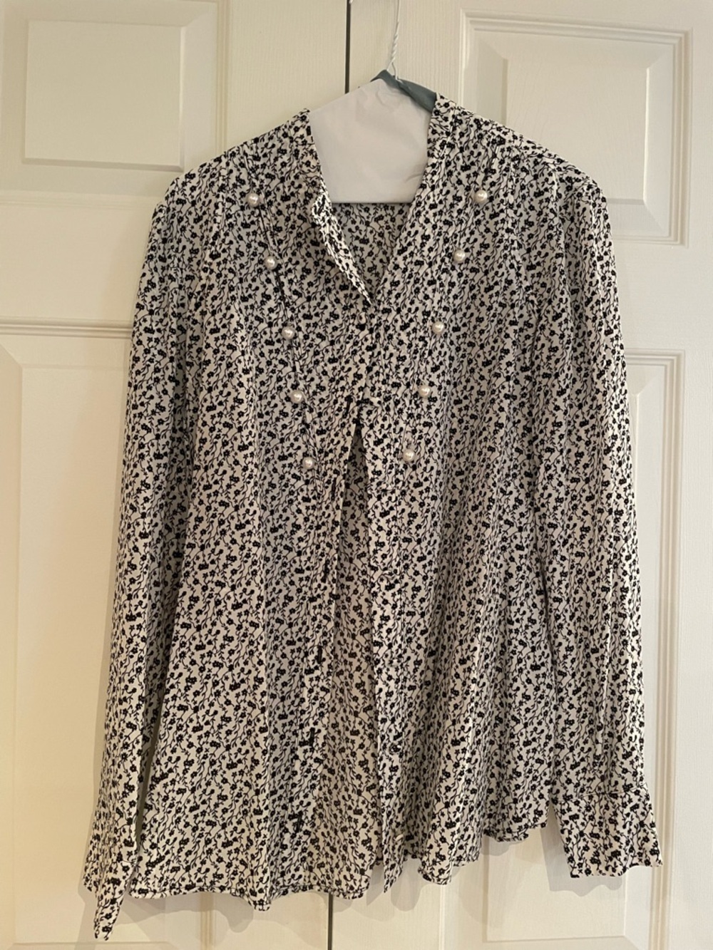 Altuzarra Black and White Floral Silk Blouse